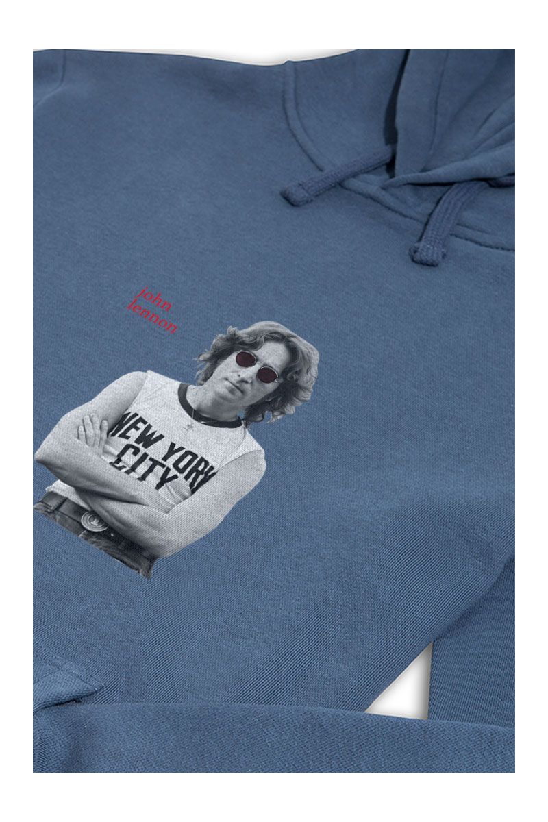 Navy Premium Cotton John Lennon Design Pullover Hoodie