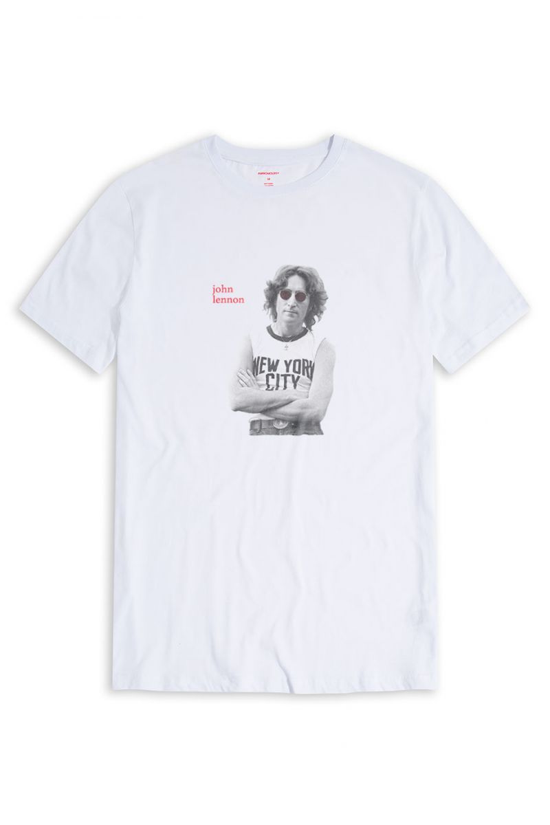 White Soft Fabric John Lennon Design Short Sleeve Tee