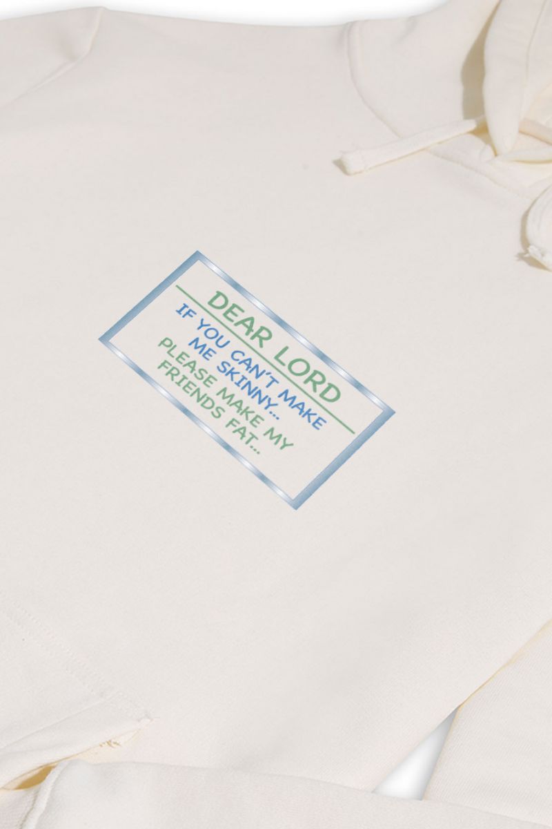 Ecru Premium Cotton Dear Lord Design Pullover Hoodie