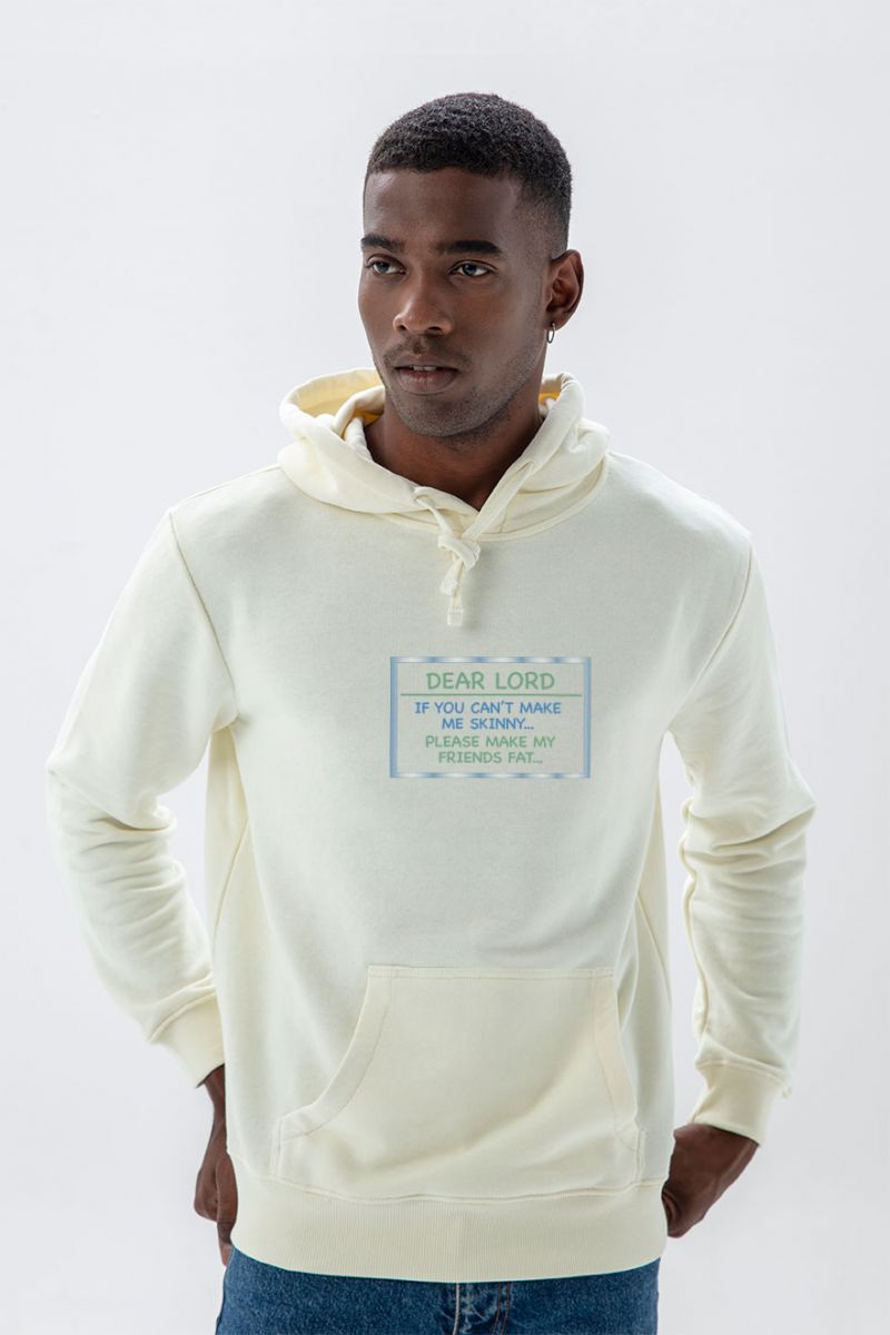 Ecru Premium Cotton Dear Lord Design Pullover Hoodie