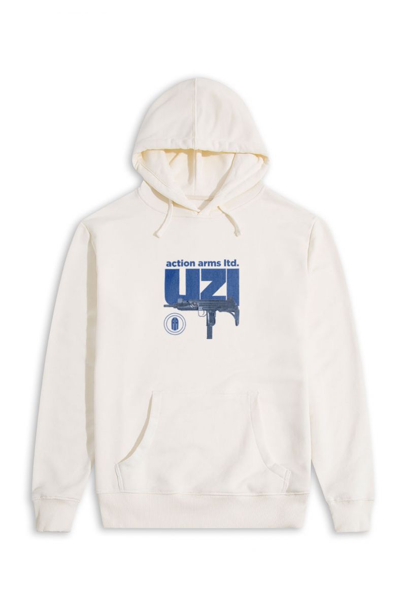 Ecru Premium Cotton uzi Design Pullover Hoodie