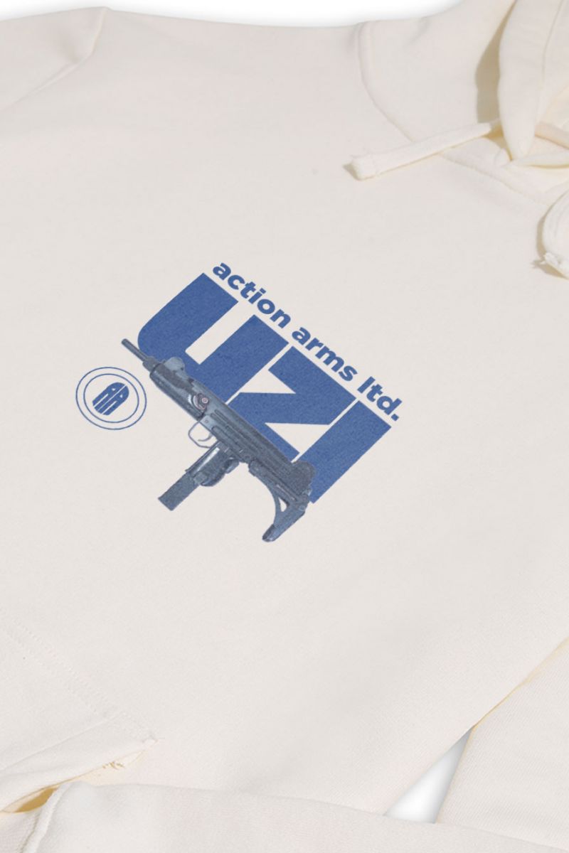 Ecru Premium Cotton uzi Design Pullover Hoodie