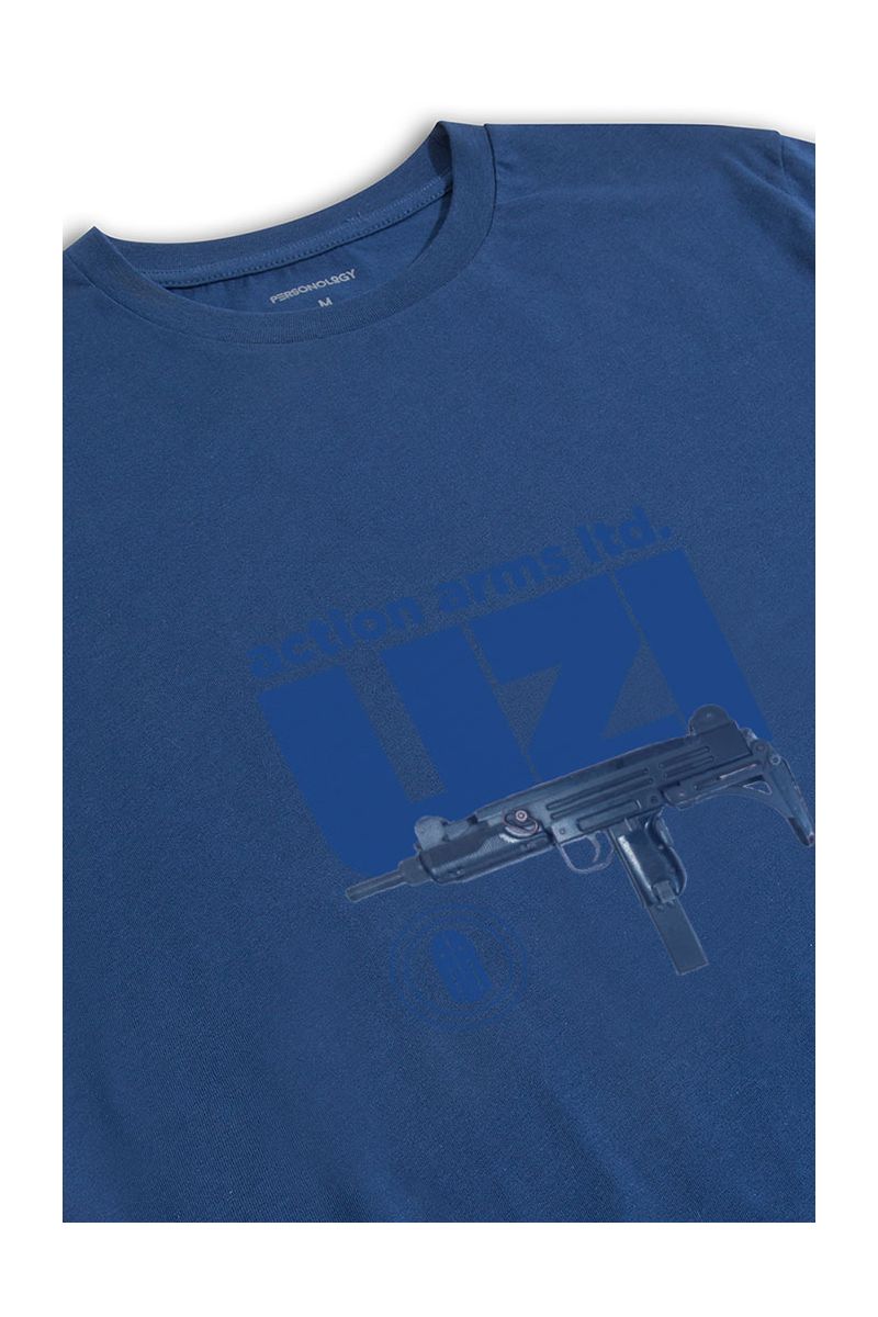 Navy Soft Fabric uzi Design Short Sleeve Tee