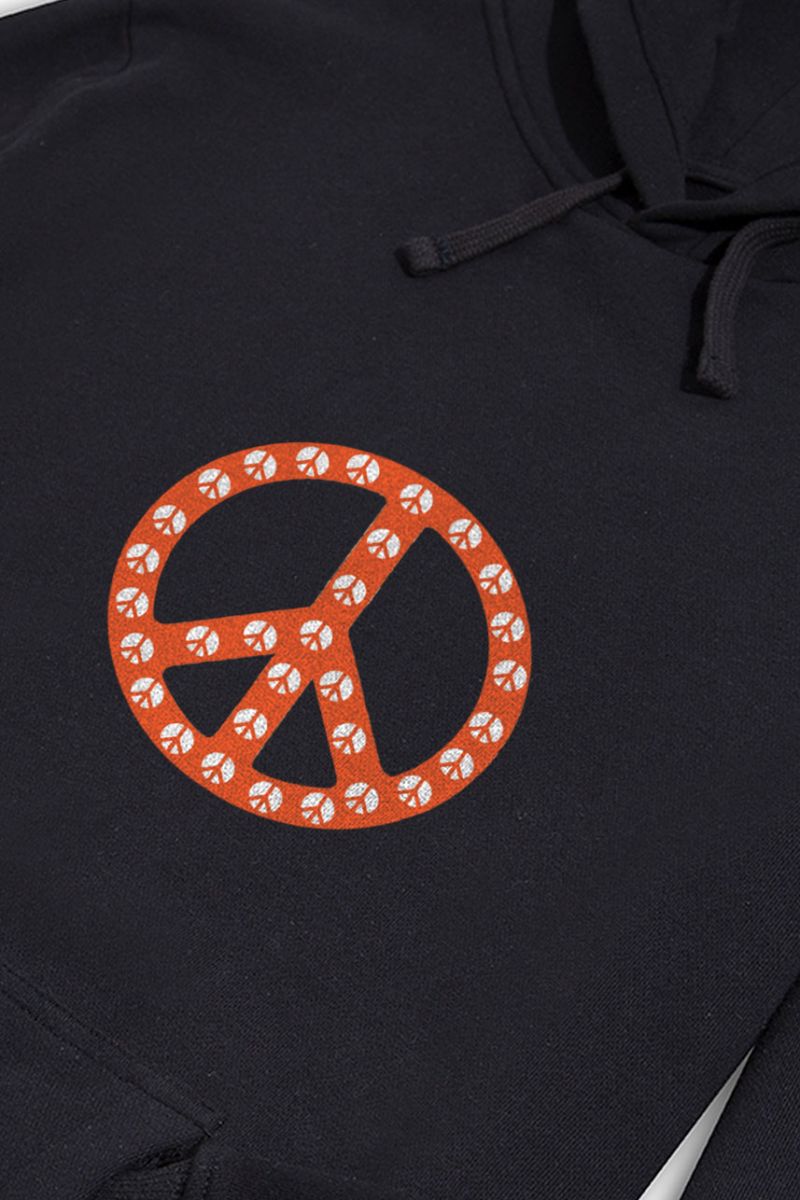 Black Premium Cotton Peace Tee Design Pullover Hoodie