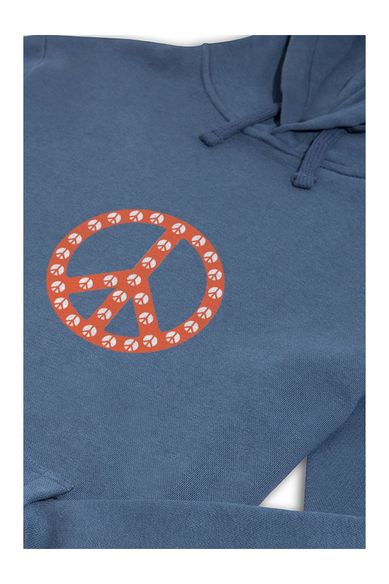 Navy Premium Cotton Peace Tee Design Pullover Hoodie