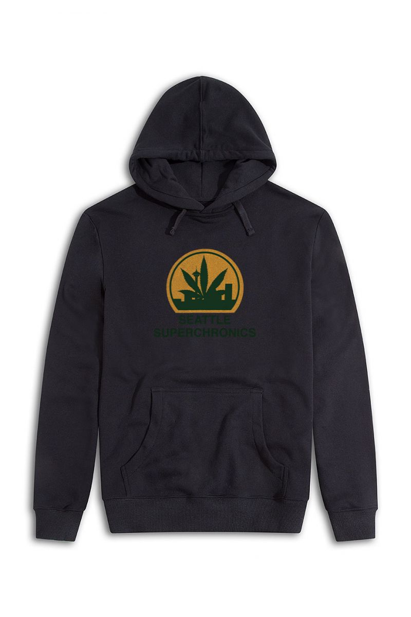 Black Premium Cotton seattle supersonics Design Pullover Hoodie