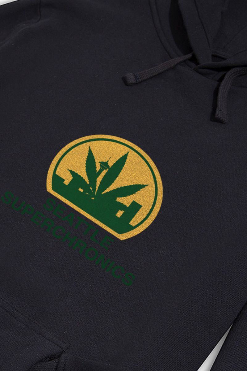 Black Premium Cotton seattle supersonics Design Pullover Hoodie