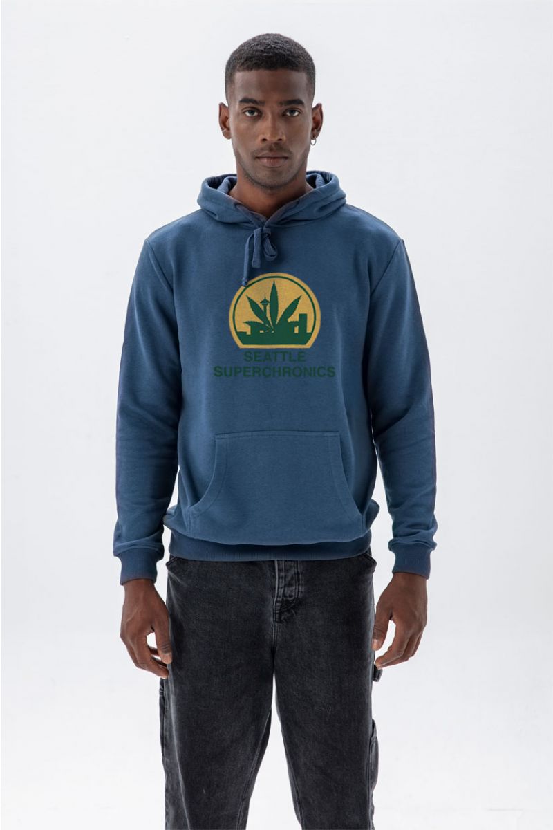 Navy Premium Cotton seattle supersonics Design Pullover Hoodie
