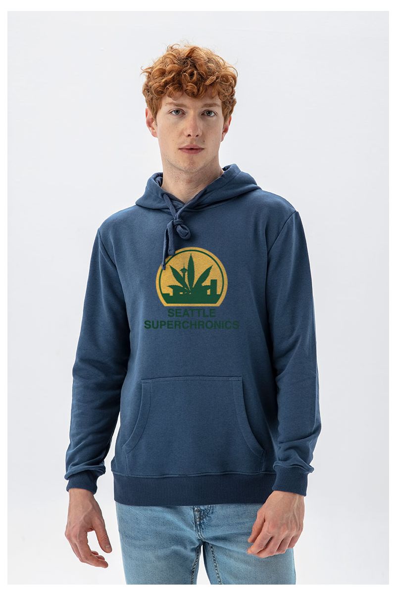 Navy Premium Cotton seattle supersonics Design Pullover Hoodie