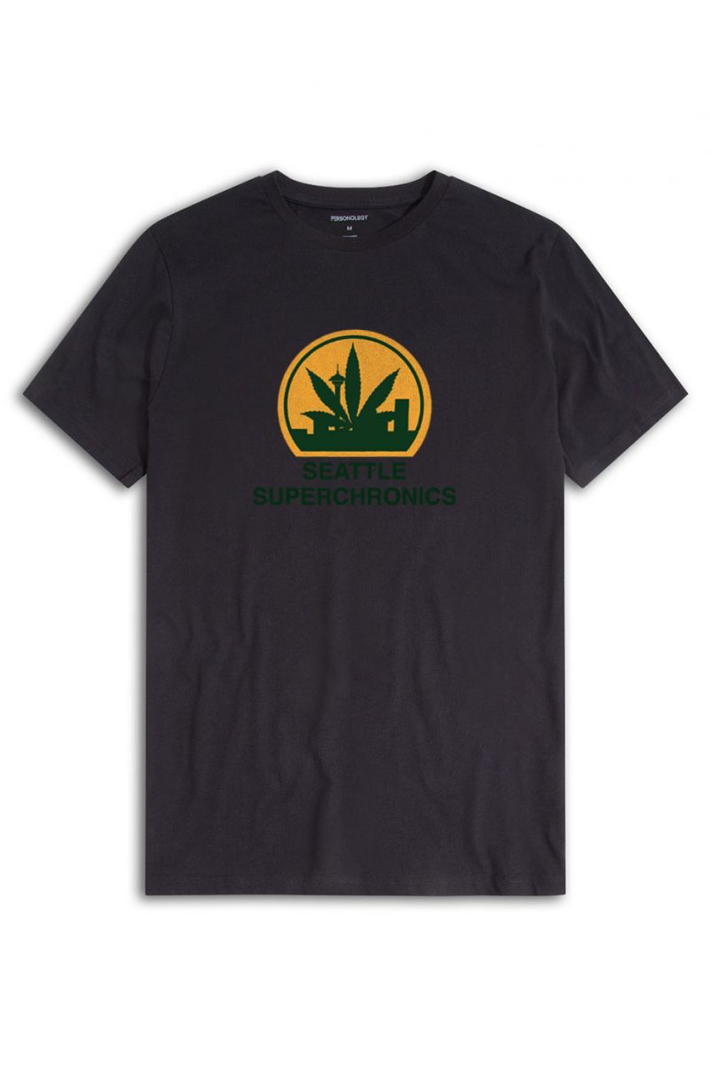 Black Soft Fabric seattle supersonics Design Short Sleeve Tee