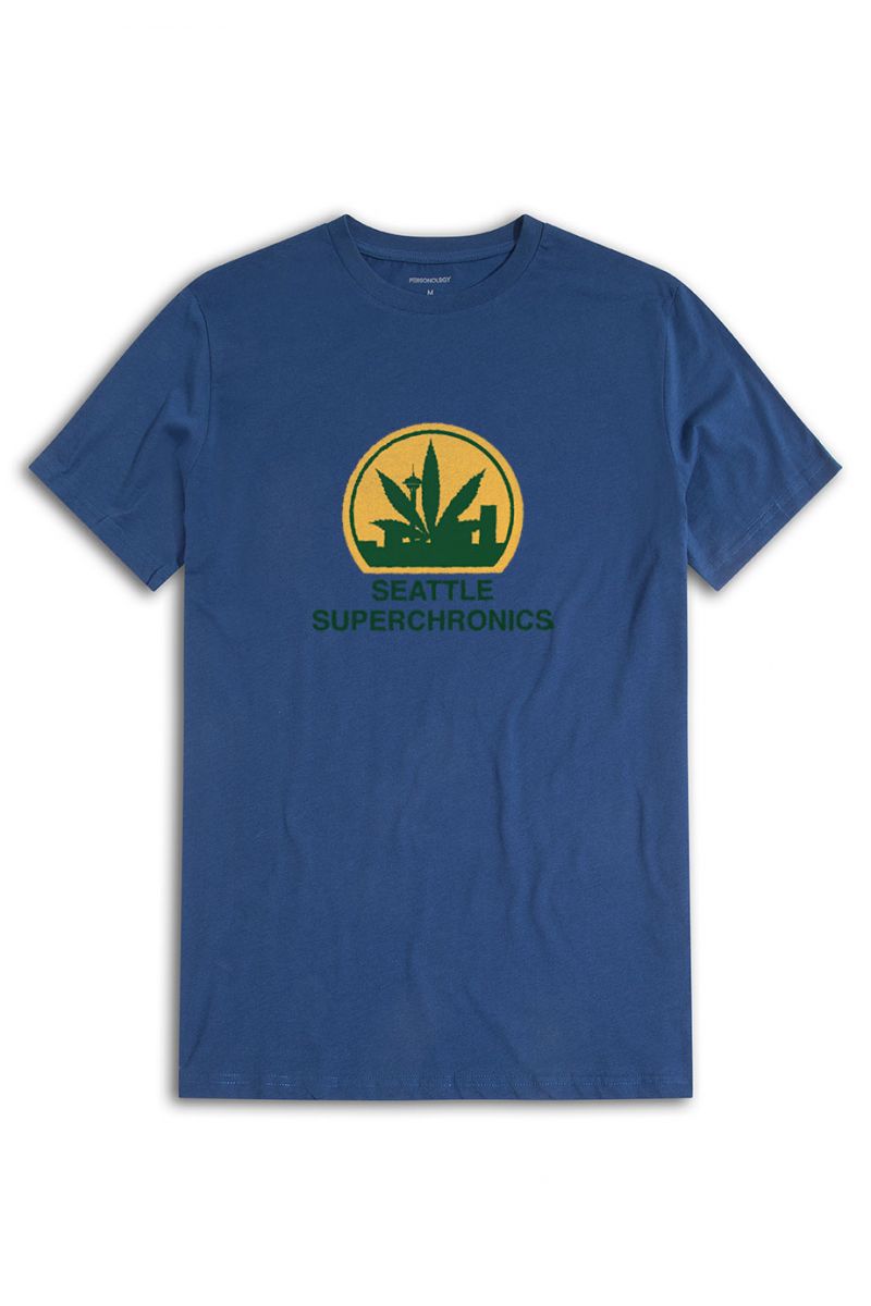 Navy Soft Fabric seattle supersonics Design Short Sleeve Tee