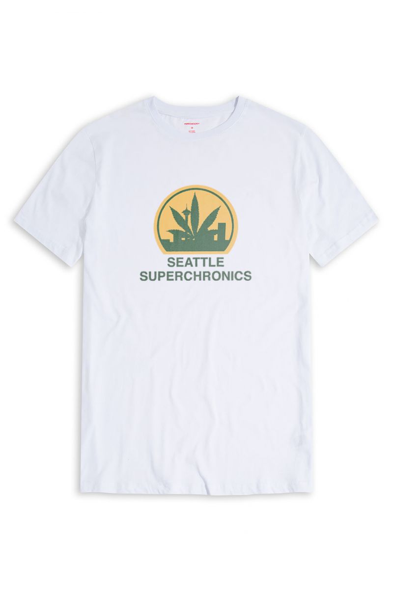 White Soft Fabric seattle supersonics Design Short Sleeve Tee