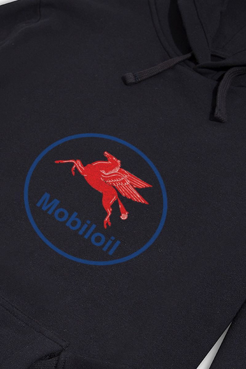 Black Premium Cotton mobiloil Design Pullover Hoodie