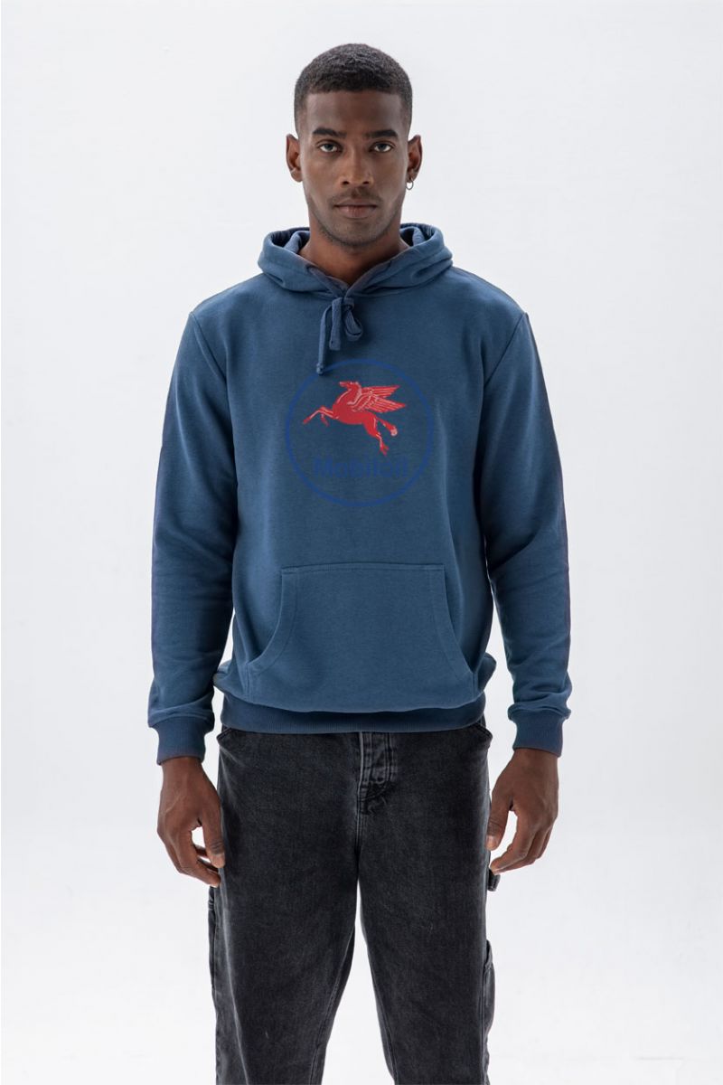 Navy Premium Cotton mobiloil Design Pullover Hoodie