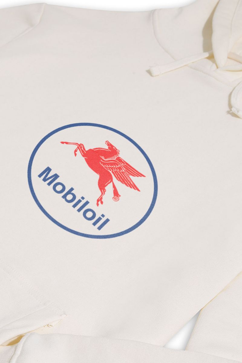 Ecru Premium Cotton mobiloil Design Pullover Hoodie