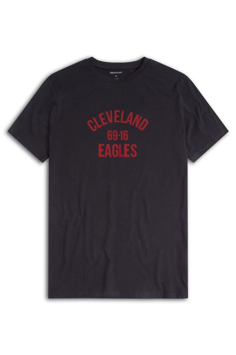 Black Soft Fabric cleveland 69-16 eagles Design Short Sleeve Tee