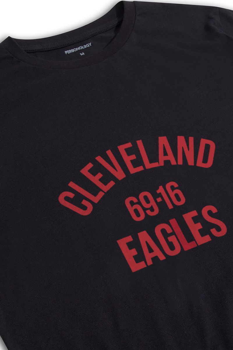 Black Soft Fabric cleveland 69-16 eagles Design Short Sleeve Tee