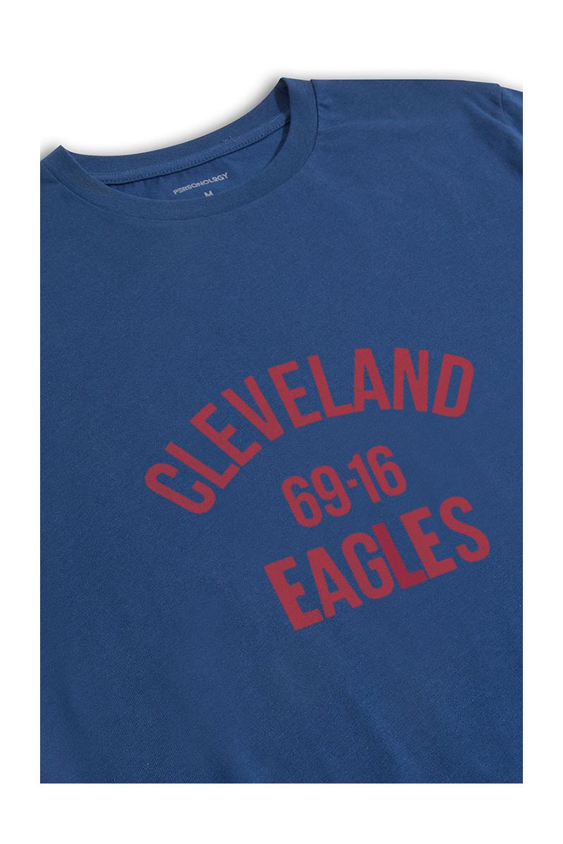 Navy Soft Fabric cleveland 69-16 eagles Design Short Sleeve Tee