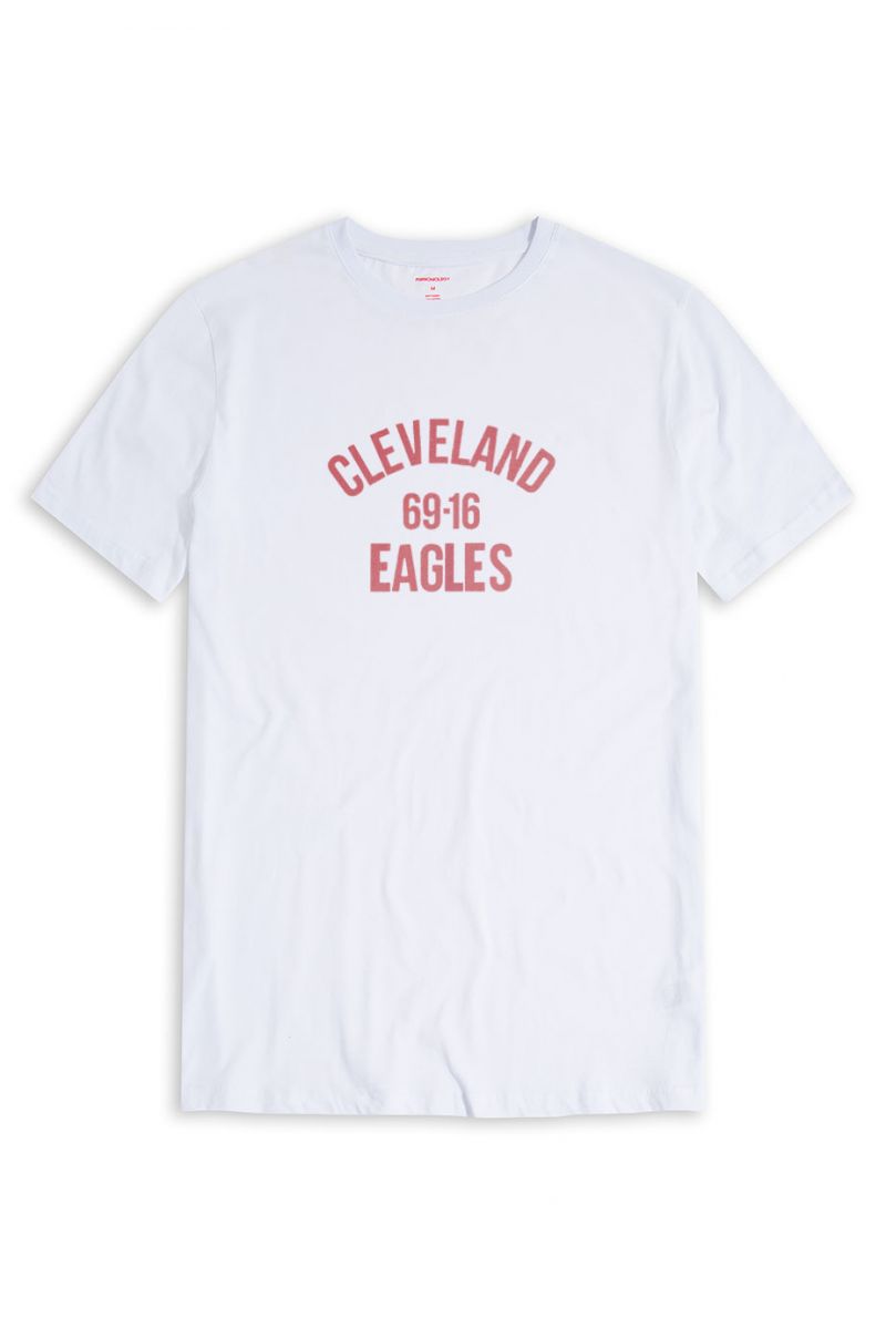 White Soft Fabric cleveland 69-16 eagles Design Short Sleeve Tee