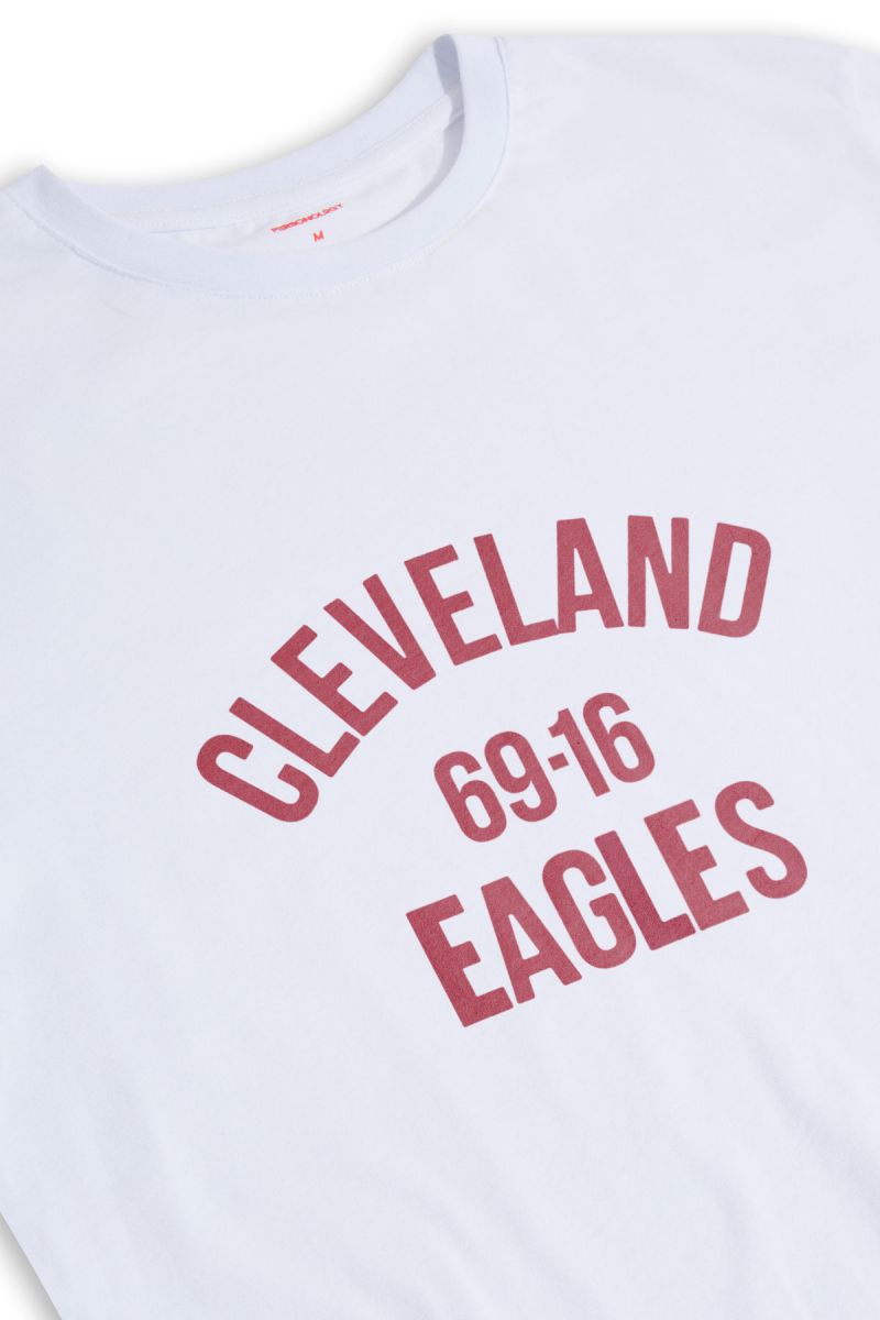 White Soft Fabric cleveland 69-16 eagles Design Short Sleeve Tee