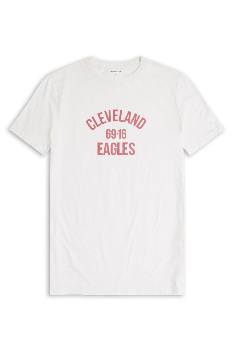 Off White Soft Fabric cleveland 69-16 eagles Design Short Sleeve Tee