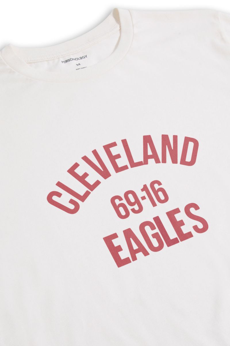 Off White Soft Fabric cleveland 69-16 eagles Design Short Sleeve Tee