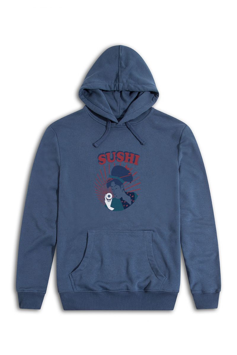 Navy Premium Cotton sushi Design Pullover Hoodie