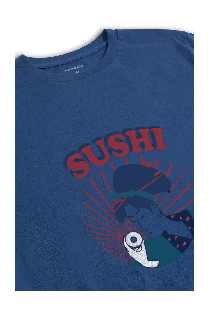 Navy Soft Fabric sushi Design Short Sleeve Tee