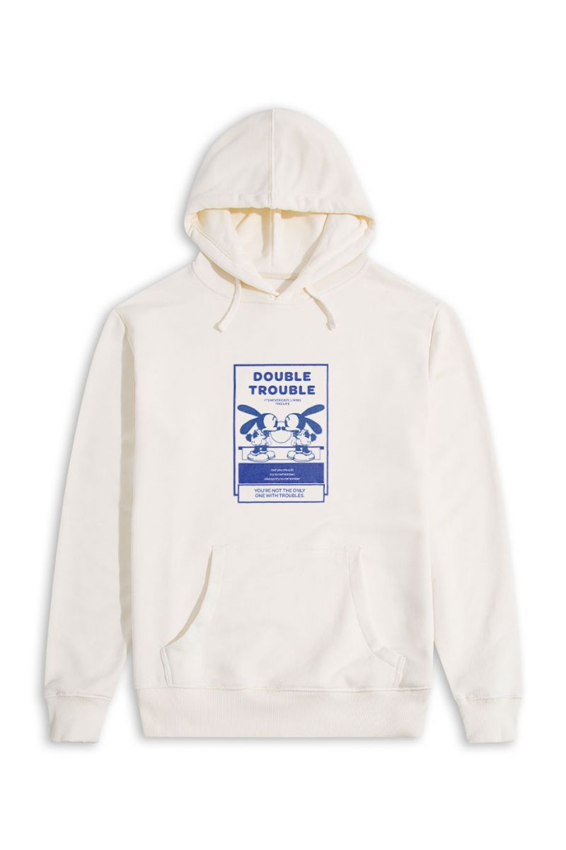 Ecru Premium Cotton double trouble Design Pullover Hoodie