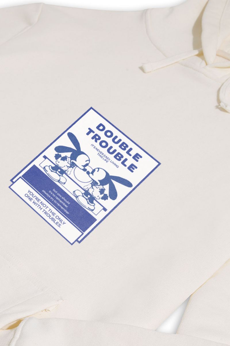 Ecru Premium Cotton double trouble Design Pullover Hoodie