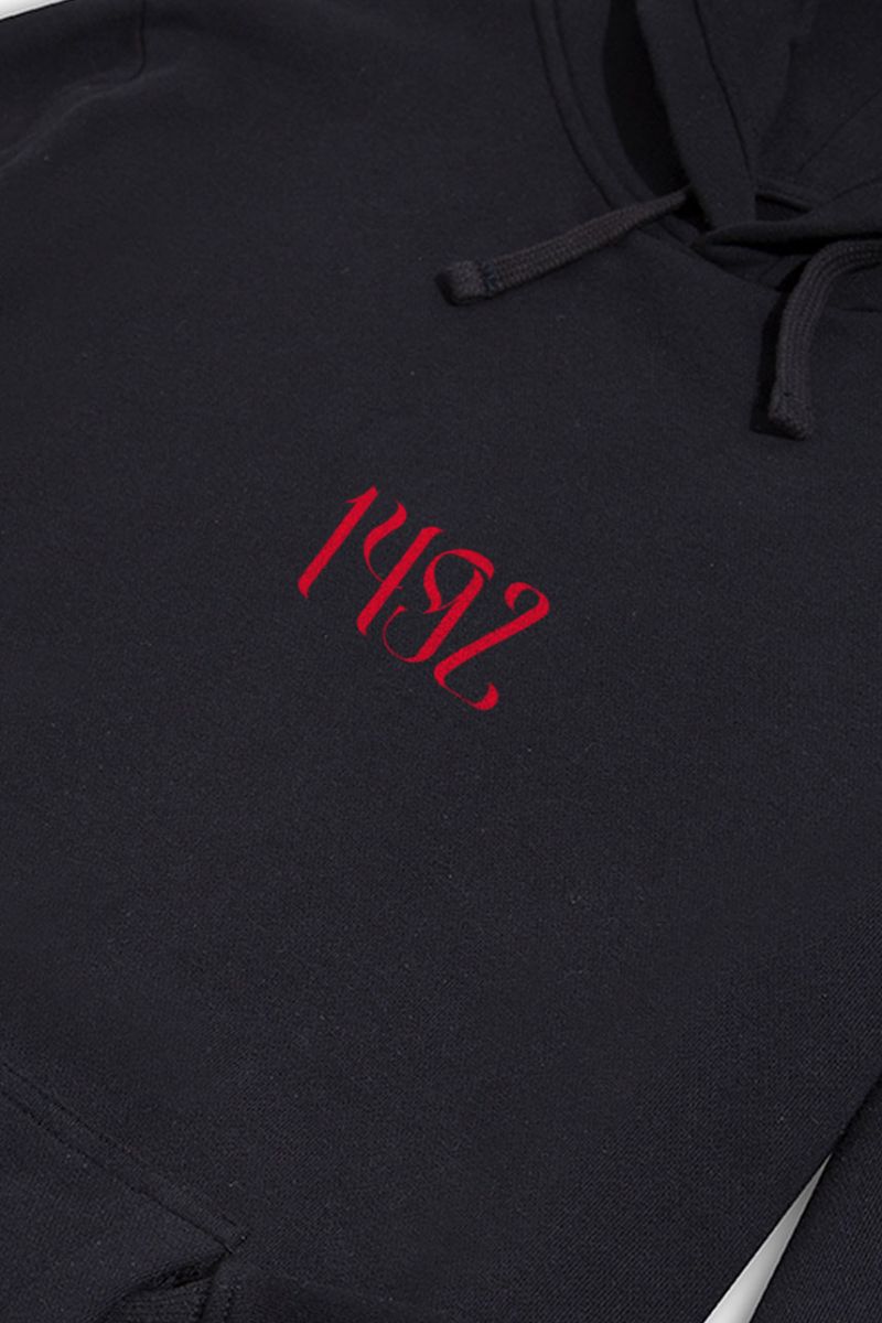 Black Premium Cotton Columbus Day Design Pullover Hoodie