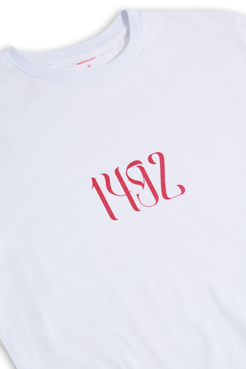 White Soft Fabric Columbus Day Design Short Sleeve Tee