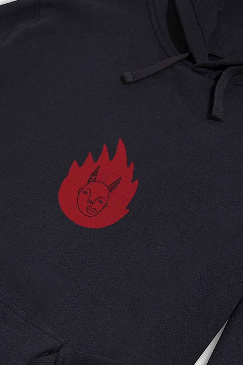 Black Premium Cotton Devil Design Pullover Hoodie