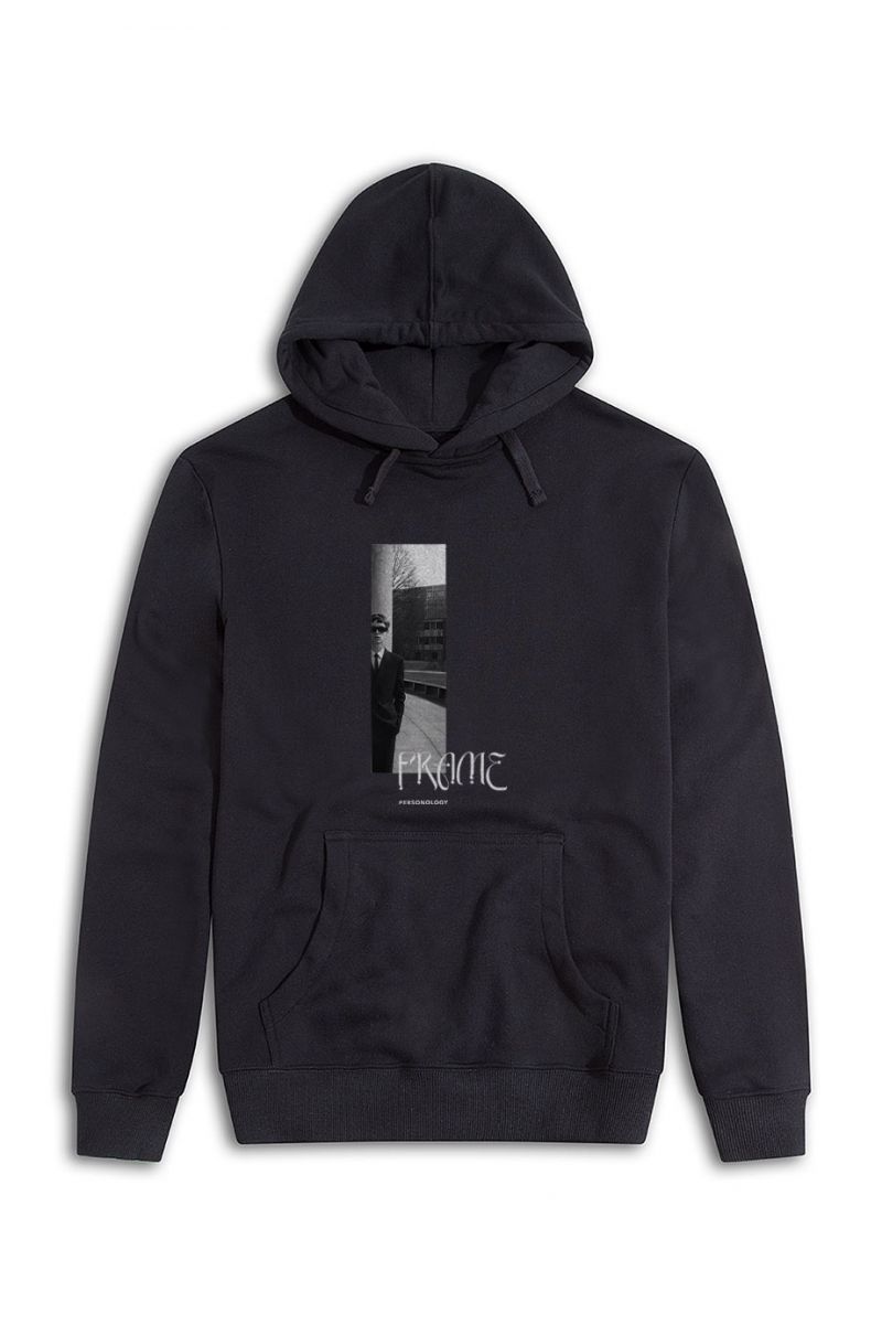 Black Premium Cotton Frame Design Pullover Hoodie