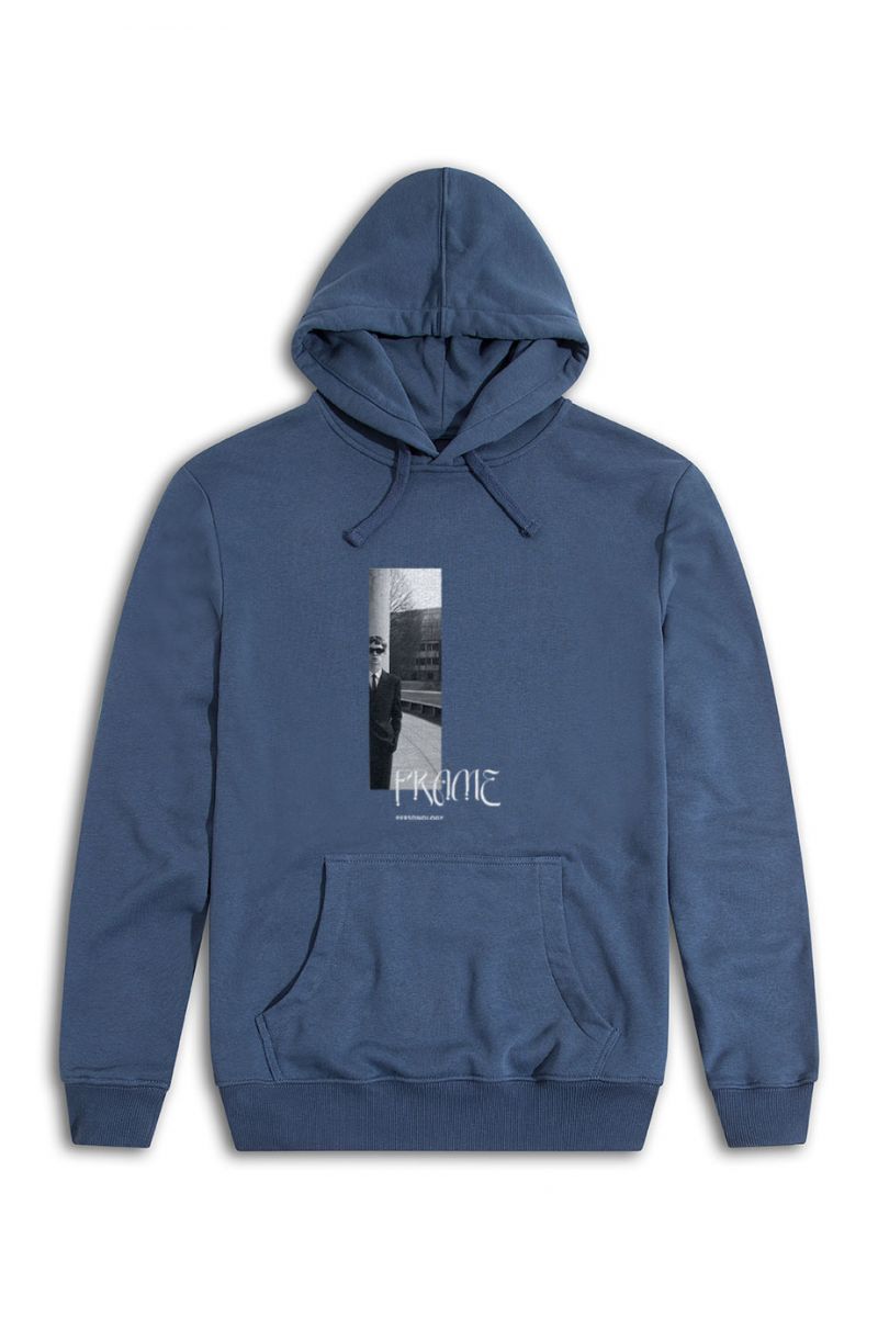 Navy Premium Cotton Frame Design Pullover Hoodie