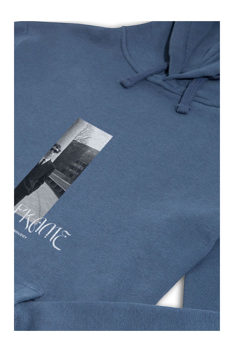 Navy Premium Cotton Frame Design Pullover Hoodie