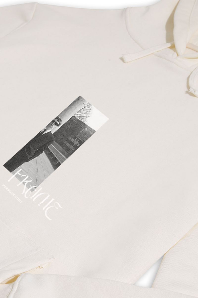 Ecru Premium Cotton Frame Design Pullover Hoodie
