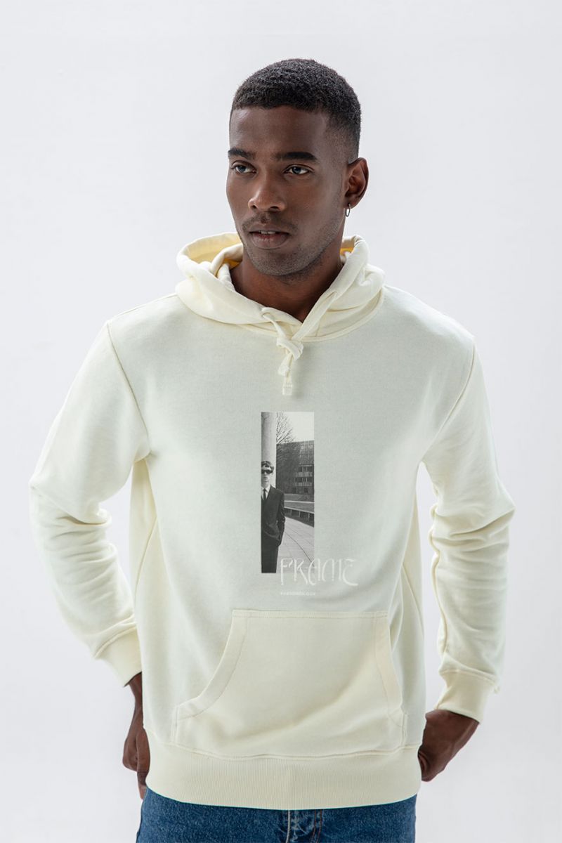 Ecru Premium Cotton Frame Design Pullover Hoodie