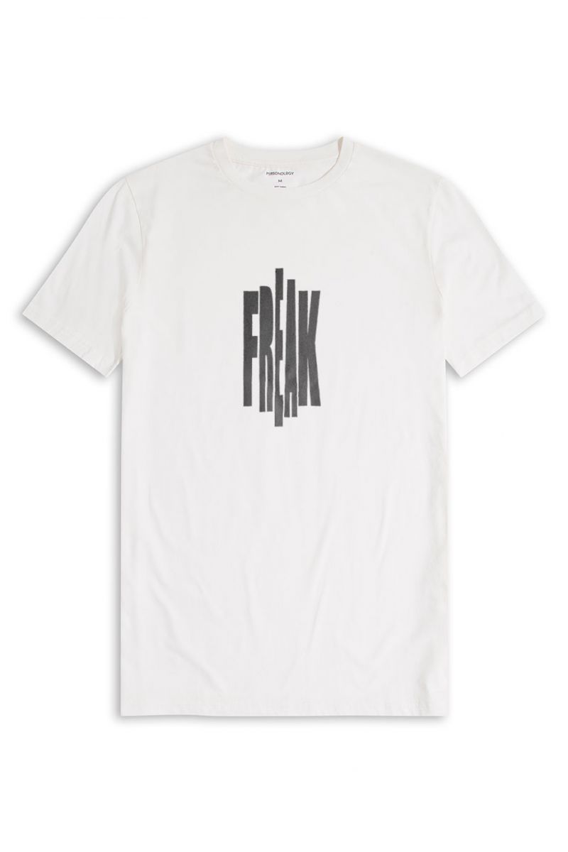 Off White Soft Fabric Freak Design Short Sleeve Tee