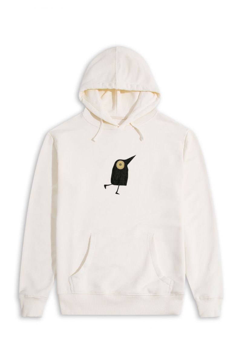 Ecru Premium Cotton Fucking Bird Design Pullover Hoodie