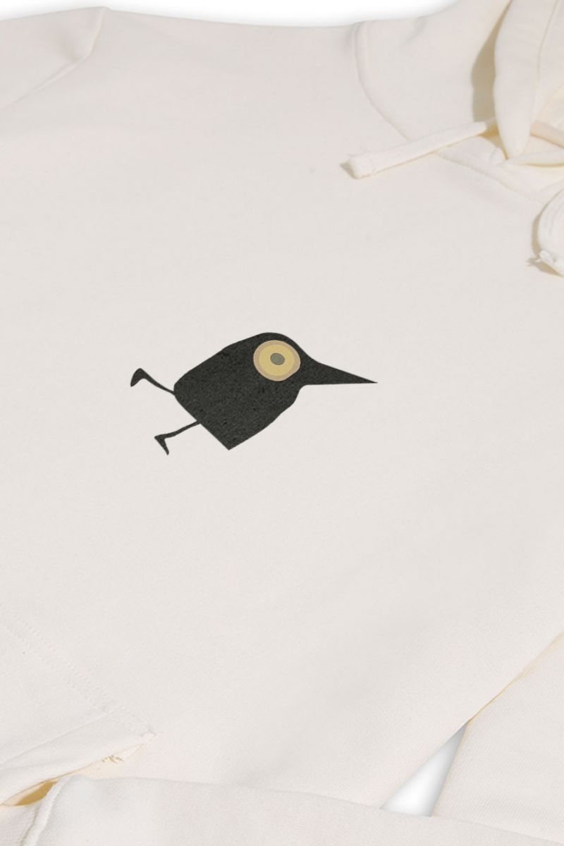 Ecru Premium Cotton Fucking Bird Design Pullover Hoodie