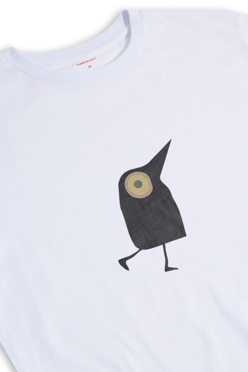 White Soft Fabric Fucking Bird Design Short Sleeve Tee