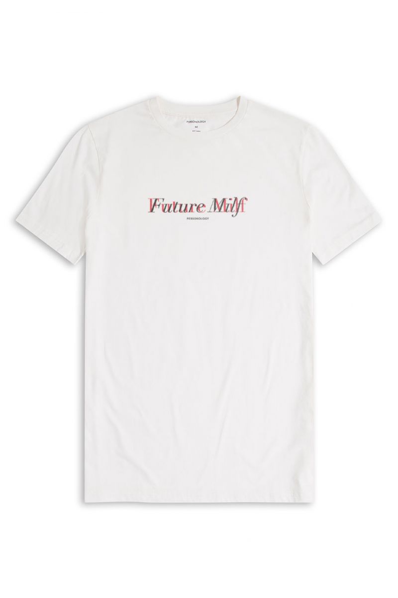 Off White Soft Fabric Future Milf Design Short Sleeve Tee