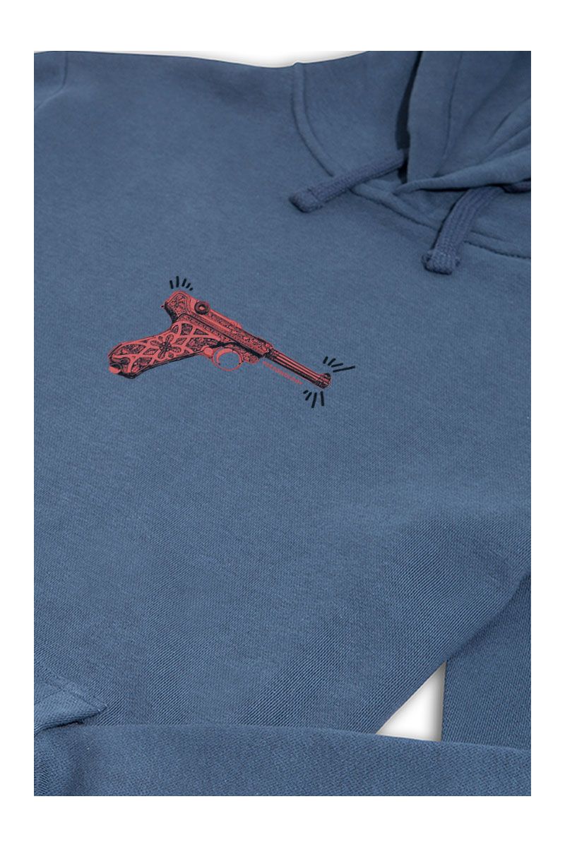 Navy Premium Cotton GUN Design Pullover Hoodie