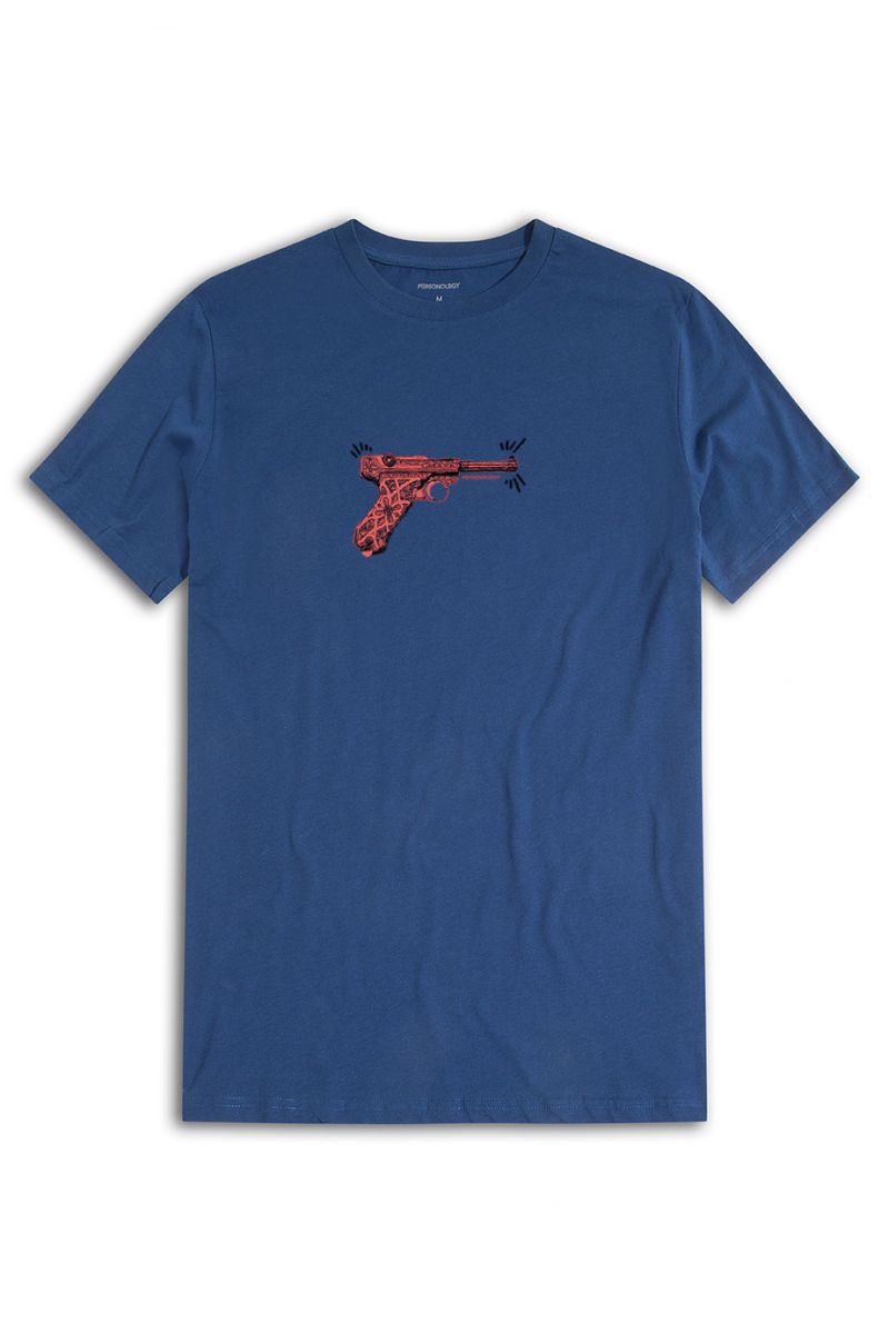 Navy Soft Fabric GUN Design Short Sleeve Tee