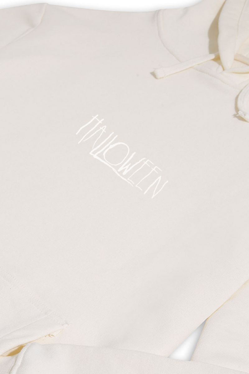 Ecru Premium Cotton Halloween Design Pullover Hoodie