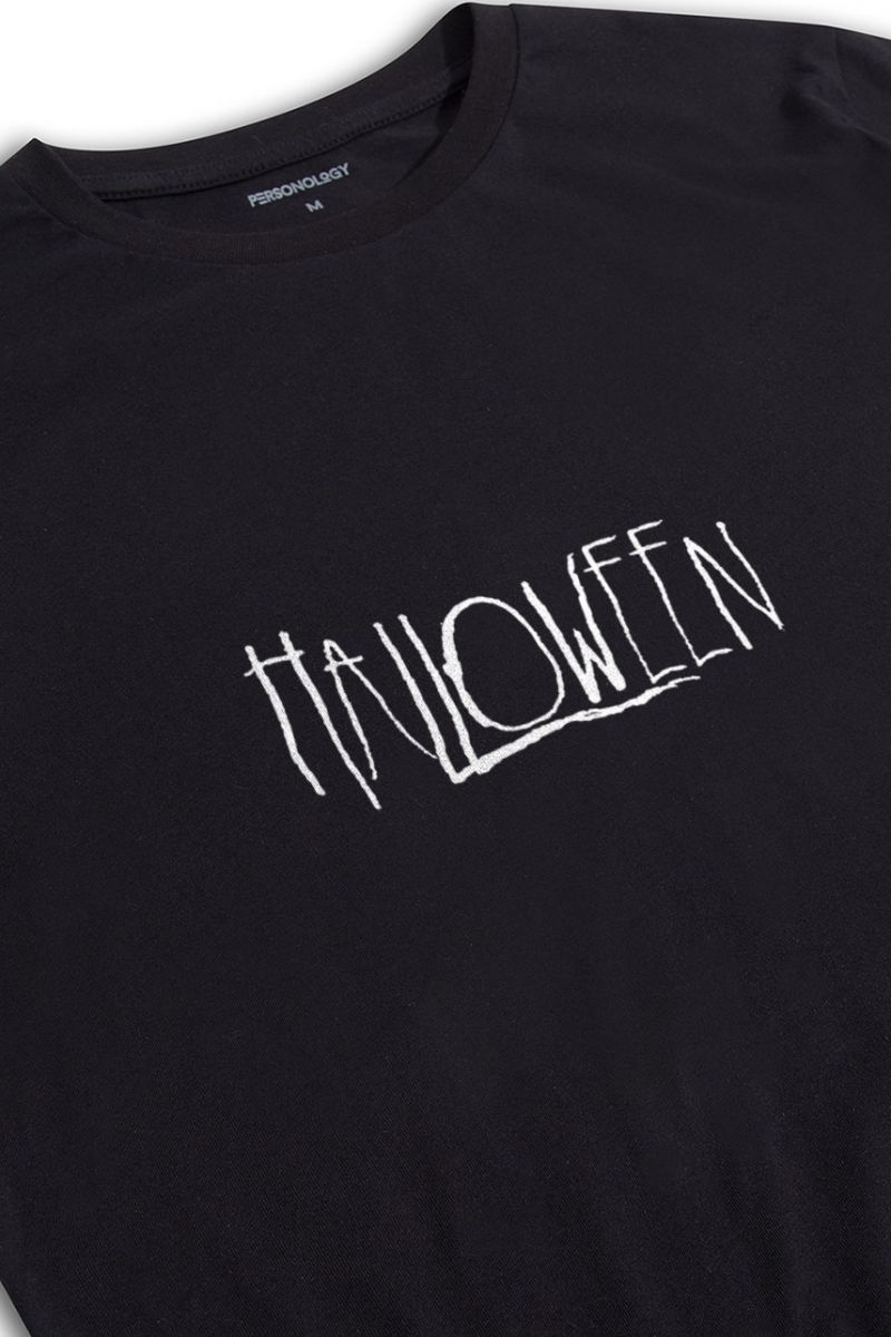 Black Soft Fabric Halloween Design Short Sleeve Tee