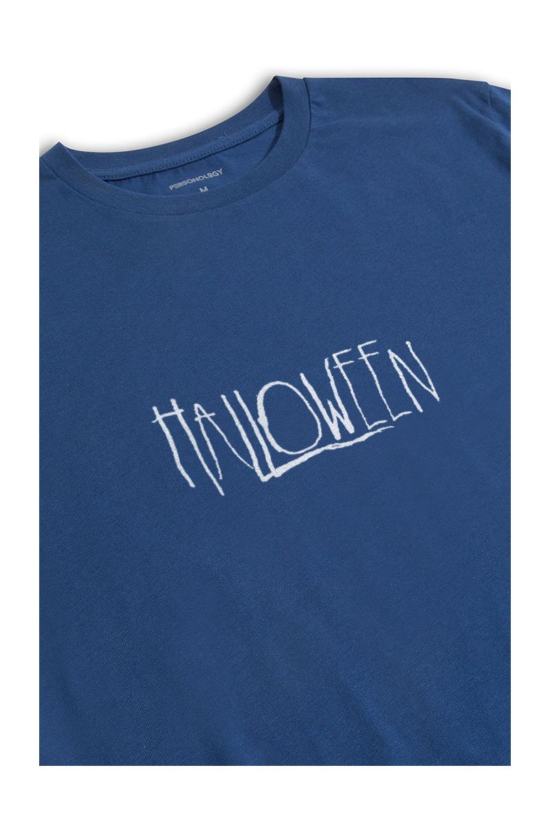 Navy Soft Fabric Halloween Design Short Sleeve Tee
