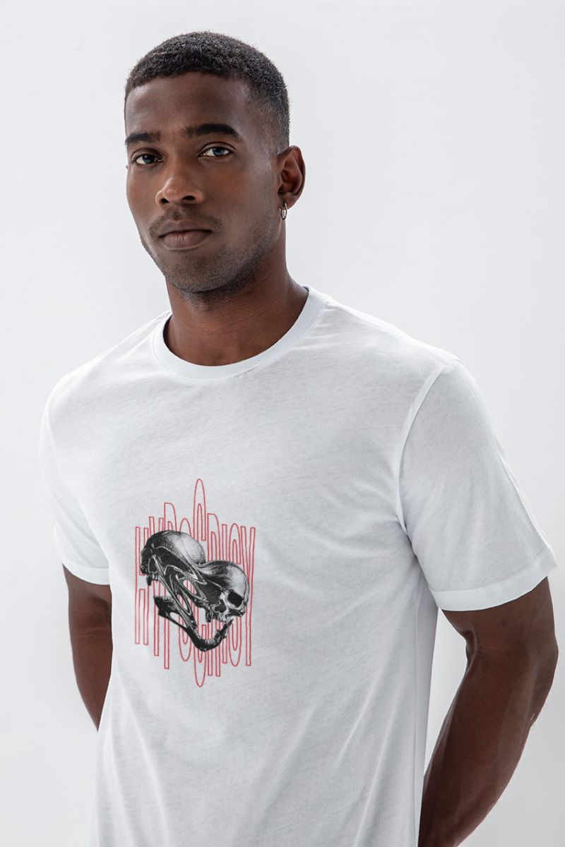 White Soft Fabric Hypocricy Design Short Sleeve Tee