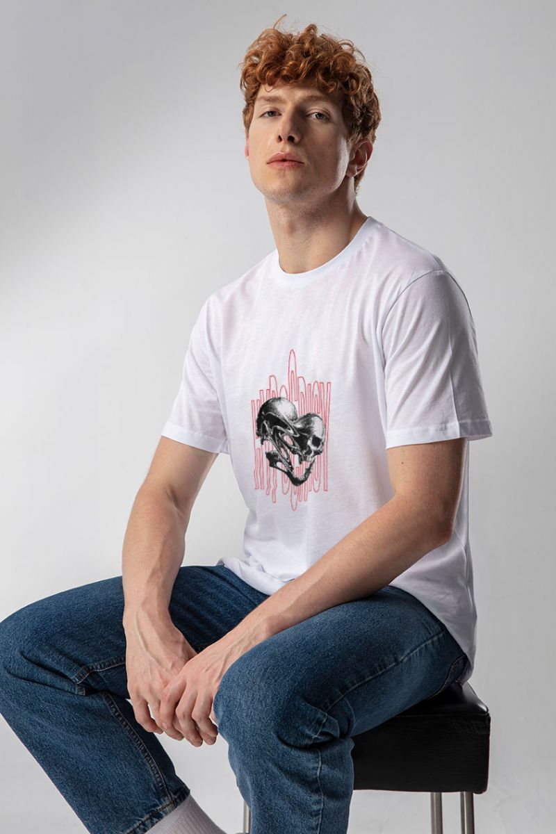 White Soft Fabric Hypocricy Design Short Sleeve Tee